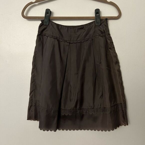 See by Chloe Brown Mini Skirt Size 2 Ruffle Scallop Hem Barbie Bratz Classic